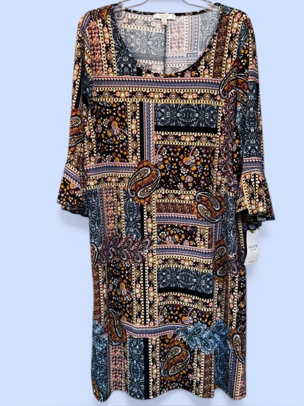 Haani Woman Anthropologie Dress Paisley Print Bell Cuffs NWT Sz 2X Hippie Boho